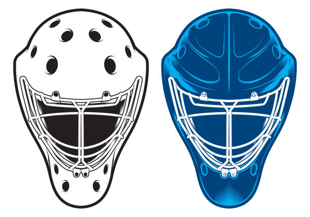 Hockey goalie helmet Hockey goalie helmet isolated on white background mask keeper stock illustrations