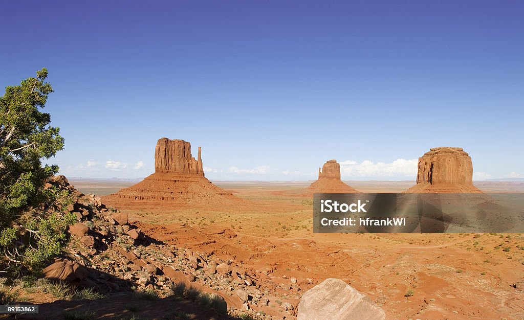 Monument Valley:  The Mittens and Merrick Butte  Arizona Stock Photo