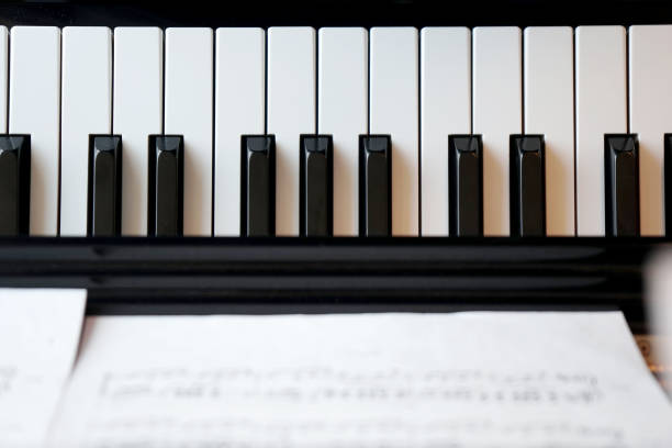 istock Close-up of piano keys top view 891540072