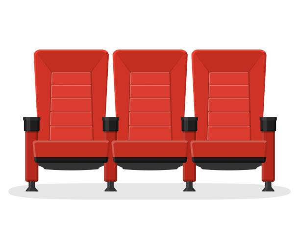 istock Cinema red comfortable seat for watching movies isolated on white background. Red comfortable armchairs movie and film 891541394