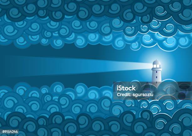 Light In The Night Stock Illustration - Download Image Now - Backgrounds, Cartoon, Coastline