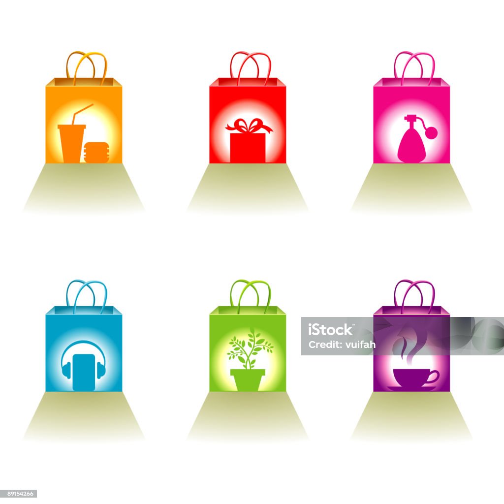 Icone dello Shopping Bag - Illustrazione stock royalty-free di Arancione