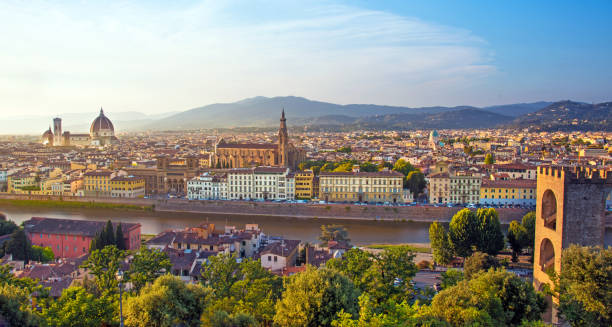 istock A fabulous panoramic view of Florence from Michelangelo Square at sunset. It is a pilgrimage of tourists and romantics. Duomo Cathedral. Italy, Tuscany 891545090