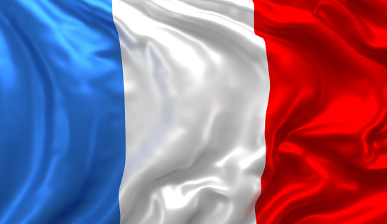 Flag of France blowing in the wind