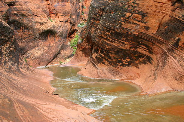A couple sits in Echo Canyon early in the morning taking in the beautiful views in Zion National Park in Utah.