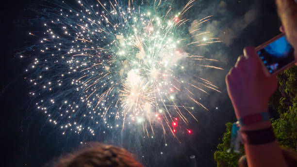 istock Woman enjoying fireworks celebration 891559592