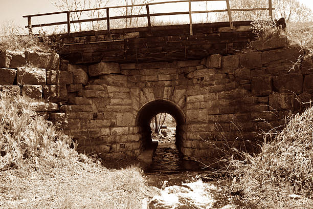 old bridge in the village stock photo