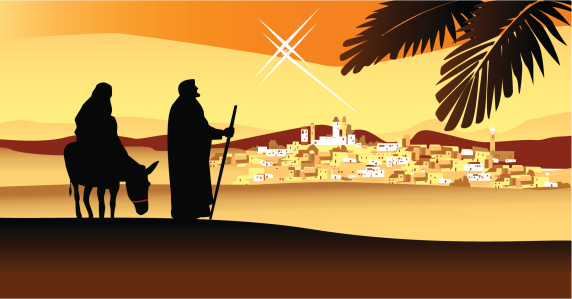 Holy night, way to Bethleham. Vector illustration(+ jpg 2352x4500) 