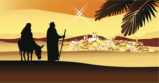 Holy night, way to Bethleham Holy night, way to Bethleham. Vector illustration(+ jpg 2352x4500)  journey silhouettes stock illustrations