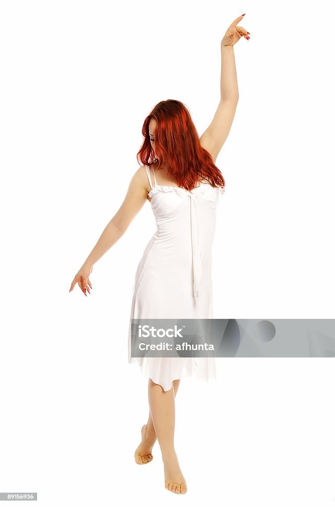 欄�干にはホワイトのドレスに、レッドの髪 - I Love Youのロイヤリティフリーストックフォト