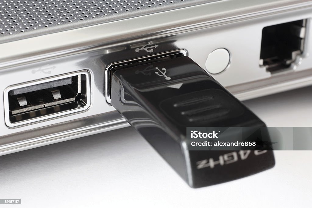 Portas USB e Receptor do Rato - Royalty-free Cabo USB Foto de stock