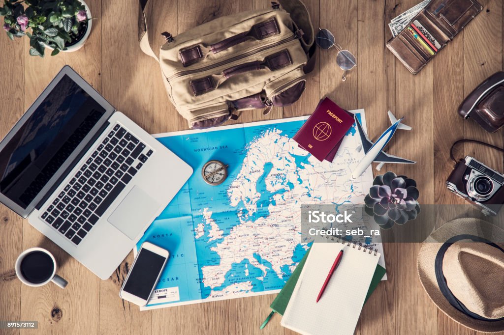 Travel planning concept on map Travel Stock Photo