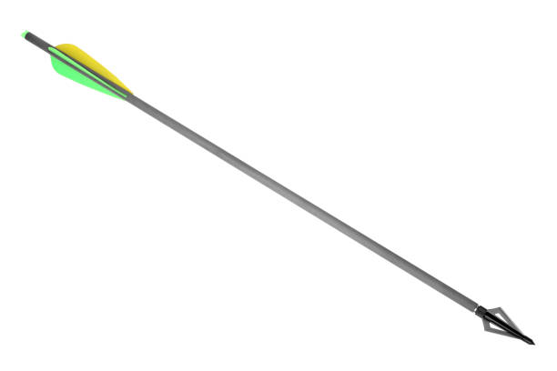 flecha con caza broadhead de recurve el arco y la ballesta - bow and arrow fotografías e imágenes de stock