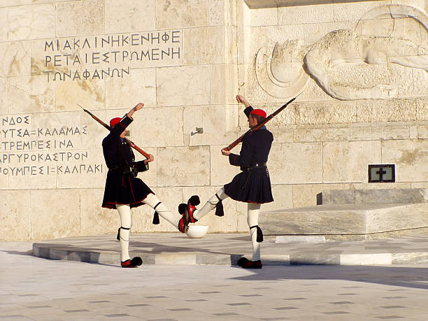 istock Greek soldiers at Unknown soldier monument 89158773