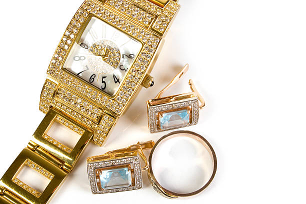 istock Golden watch and jewellery 89158913
