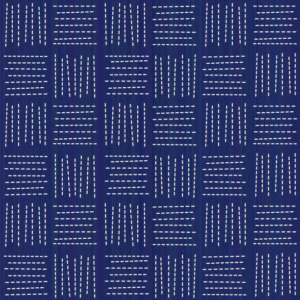 Vector illustration of Japanese needlework. Sashiko. Seamless pattern.