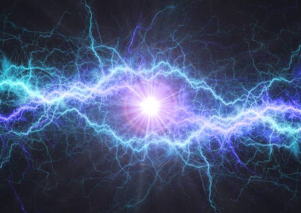 istock Fire and ice electrical lightning bolt, plasma and electric power background 891597190