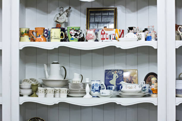 istock Shelf in the closet, sideboard with antique things 891597434