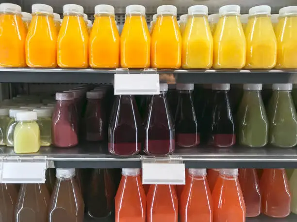 organic refreshments in a fridge display