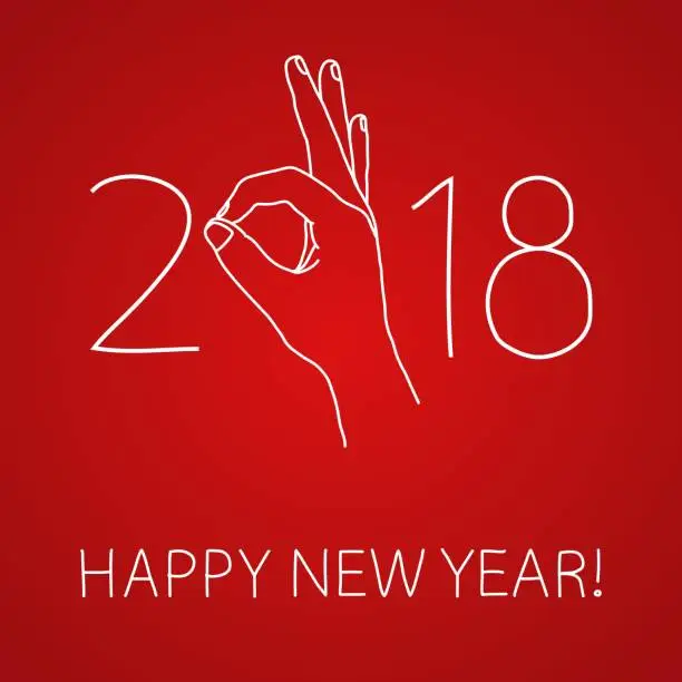 Vector illustration of New Year greeting card