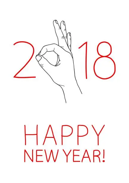 Vector illustration of New Year greeting card