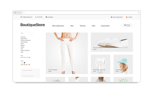 Ventana del navegador en blanco imitan para arriba con plantilla de tienda moda web photo
