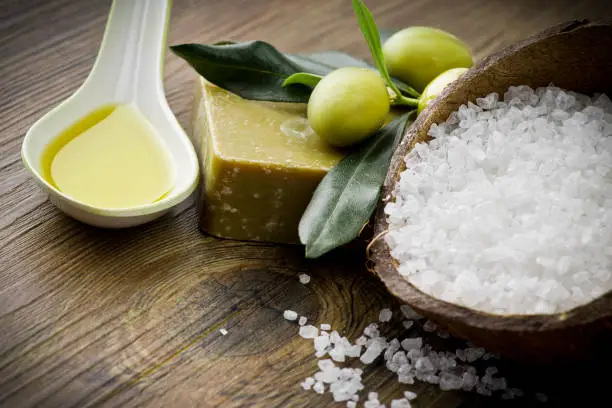 Soap and natural ingredients to olive oil