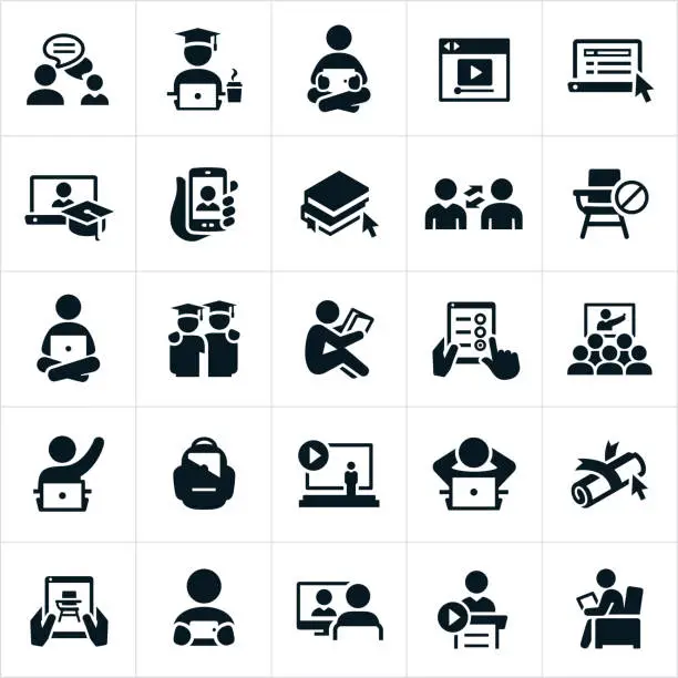 Vector illustration of Online Learning Icons