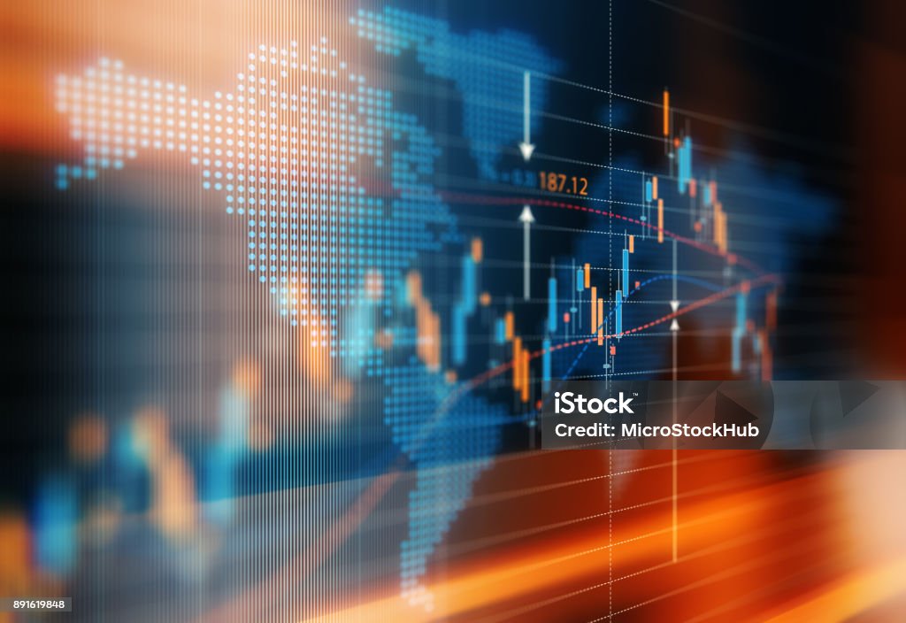 Global Market Trends Financial data analysis graph showing global market trends. Selective focus. Horizontal composition with copy space. Global Business Stock Photo