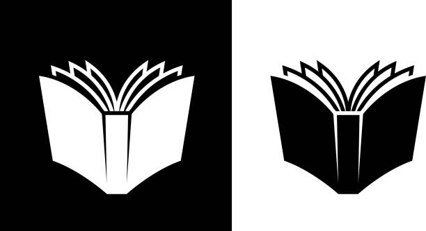 Open Book. Open Book.This royalty free vector illustration features the main icon on both white and black backgrounds. The image is black and white and had the background rendered with the main icon. The illustration is simple yet very conceptual. open book stock illustrations