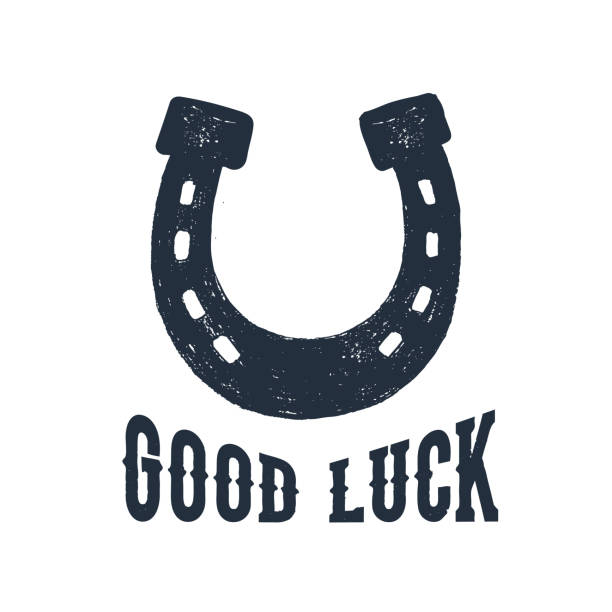 ручная нарисованная иллюстрация вектора подковы. - horseshoe good luck charm cut out luck stock illustrations