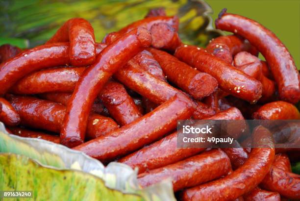 Prepaired Thai Sausage Coverd With Sesame Seeds Stock Photo - Download Image Now - Covering, Day, Food