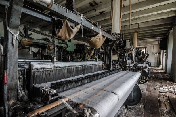 clamped fabric on a machine in spinning