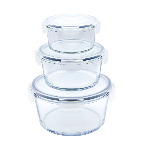 istock Glass storage container with glass cover on the white background 891681458