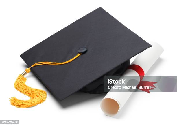 Mortar And Degree Stock Photo - Download Image Now - Mortarboard, Diploma, Graduation