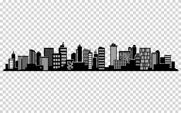 Vector city silhouette Vector city silhouette. Cityscape vector design. Skyline architecture cityscape silhouettes stock illustrations
