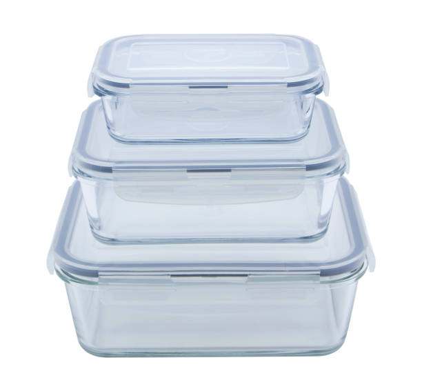 istock Triple glass storage container on the white background 891732430