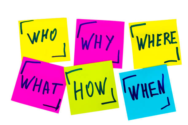 istock who, why, how, what, when and where questions - uncertainty, brainstorming or decision making concept, a set of isolated colorful sticky notes 891732918