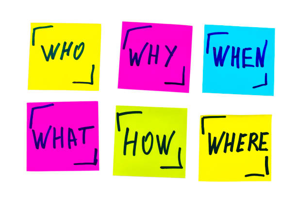 istock who, why, how, what, when and where questions - uncertainty, brainstorming or decision making concept, a set of isolated colorful sticky notes 891732942