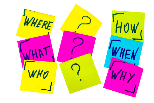 istock who, why, how, what, when and where questions - uncertainty, brainstorming or decision making concept, a set of isolated colorful sticky notes 891732954