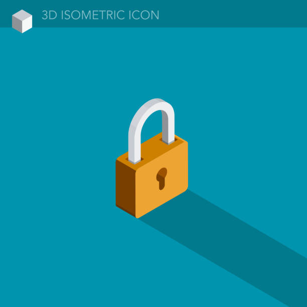 ilustrações de stock, clip art, desenhos animados e ícones de padlock 3d isometric web icon - padlock lock security system security
