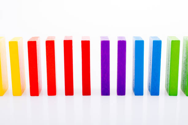 istock Coorful domino blocks on white background 891753414