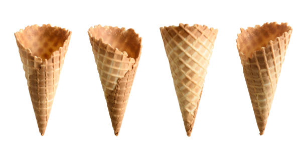 istock Collection of empty ice cream cone isolated on white background 891753876