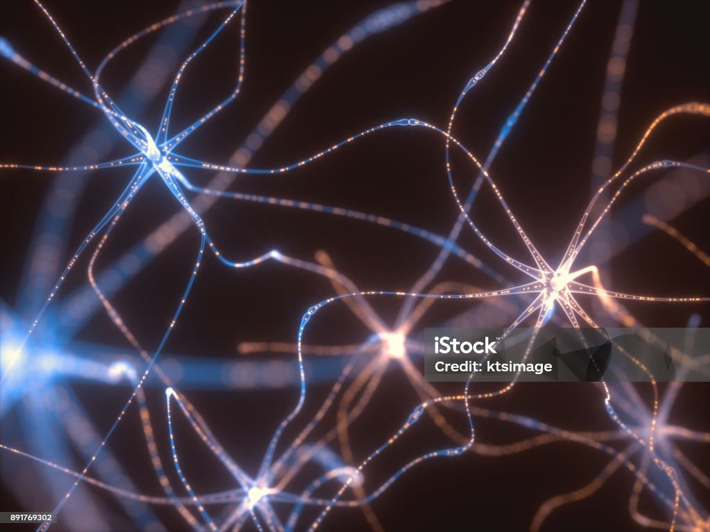 Impulsos eléctricos de las neuronas - Foto de stock de Célula nerviosa libre de derechos