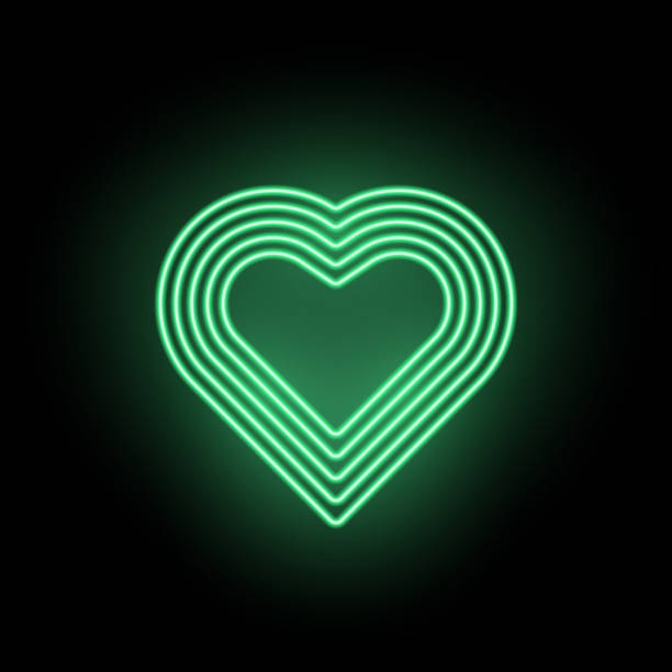 istock Vector Neon Heart, Neon Silhouette of Green Heart 891771482