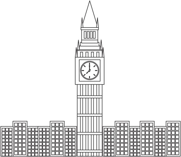 london big ben uhrturm berühmte gebäude stadt - big ben london england tower clock tower stock-grafiken, -clipart, -cartoons und -symbole