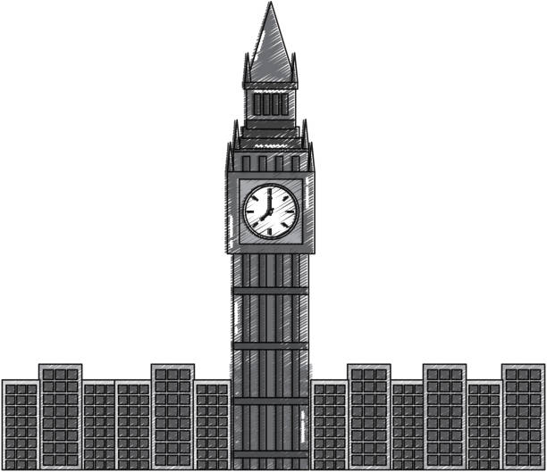 london big ben uhrturm berühmte gebäude stadt - big ben london england tower clock tower stock-grafiken, -clipart, -cartoons und -symbole