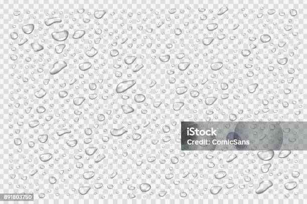 Vector Set Of Realistic Isolated Water Droplets On The Transparent Background Stock Illustration - Download Image Now