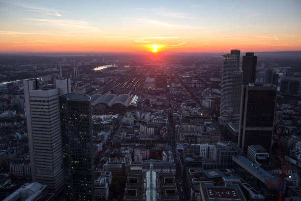 istock frankfurt germany evening sundown from above 891803806