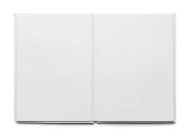 libro bianco aperto - spargere foto e immagini stock